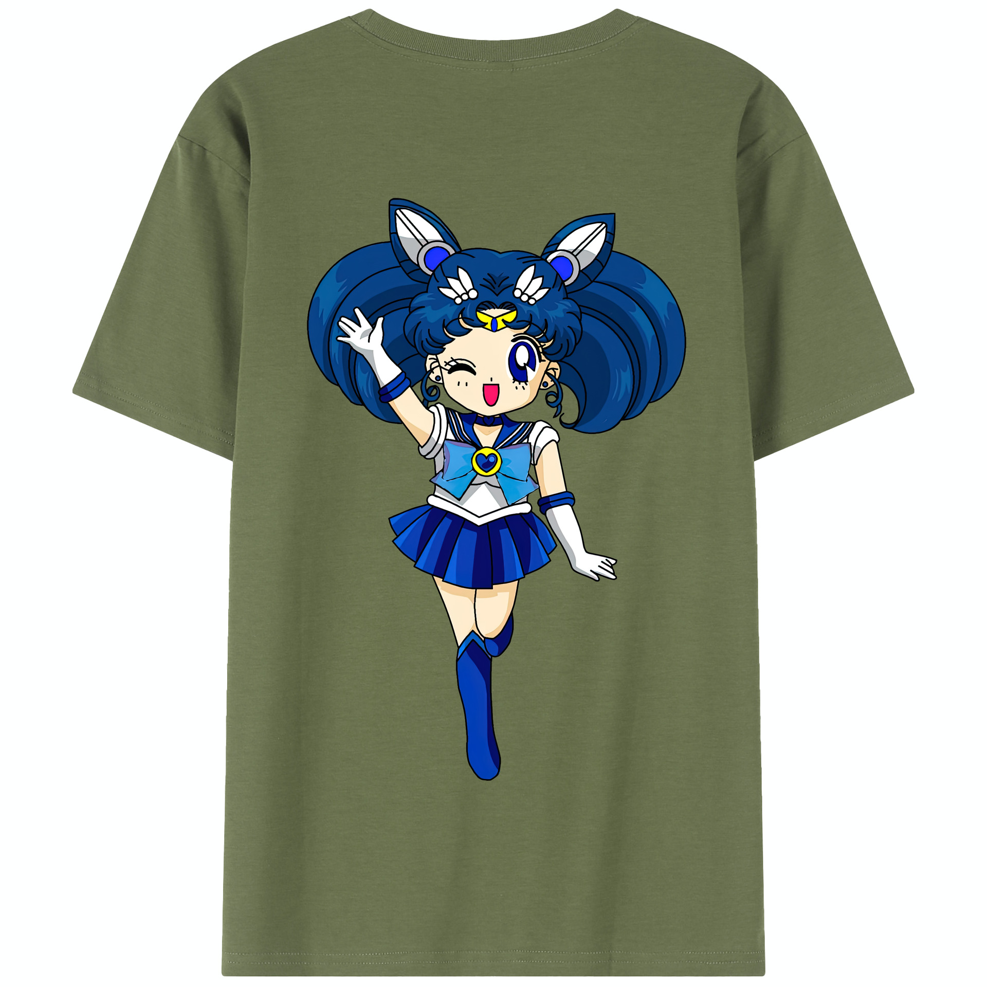 （画像用） 美少女戦士セーラームーン 水野 亜美 みずの あみ Sailor Moon Mizuno Ami 綿100％半袖Tシャツ（背面プリント）